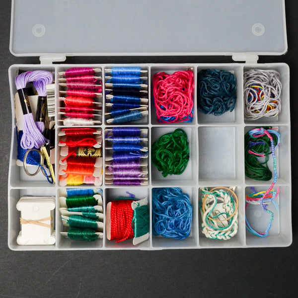 Embroidery Floss + Cardboard Bobbins in Compartment Case