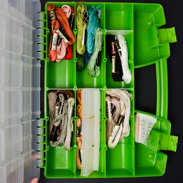 Perle Cotton Embroidery Floss in Green Compartment Case