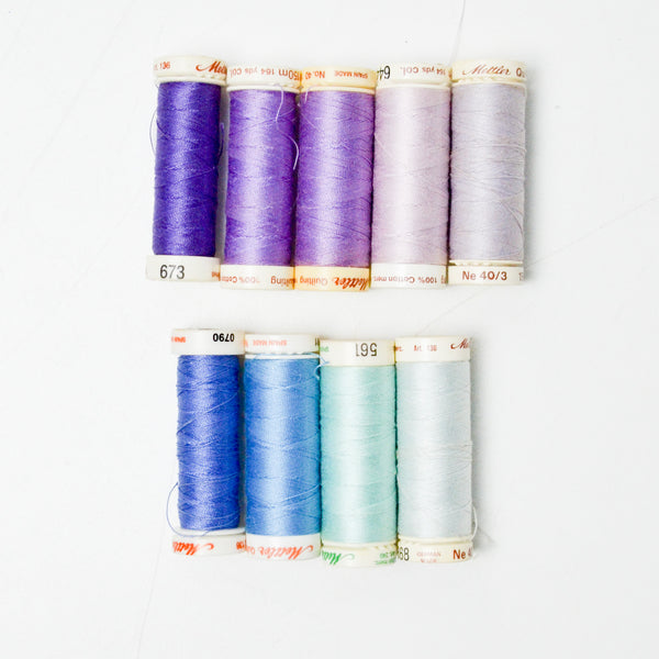 Purple + Blue Mettler 40 wt. Cotton Thread Bundle - 9 Spools