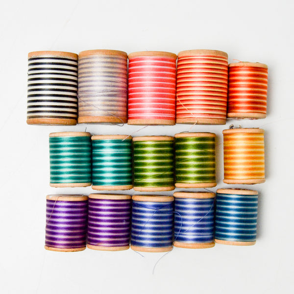 Vintage Striped Thread Bundle - 15 Spools