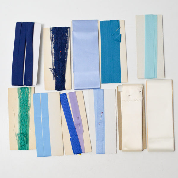 Blue, Green + White Ribbon + Hem Facing Bundle
