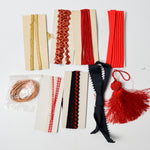 Red, Black + Gold Decorative Trim + Tassel Bundle