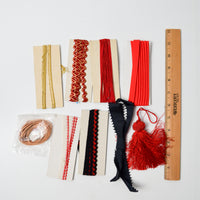 Red, Black + Gold Decorative Trim + Tassel Bundle