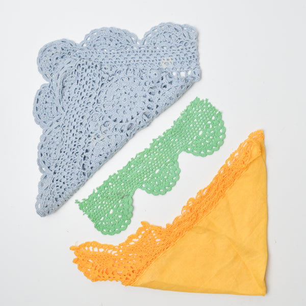Blue, Green + Yellow Crochet Lace
