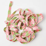 Pink, White + Green Woven Floral Trim