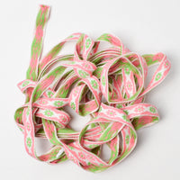 Pink, White + Green Woven Floral Trim