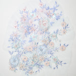 Pastel Blue + Pink Sequin and Lace Floral Appliqué
