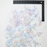 Pastel Blue + Pink Sequin and Lace Floral Appliqué