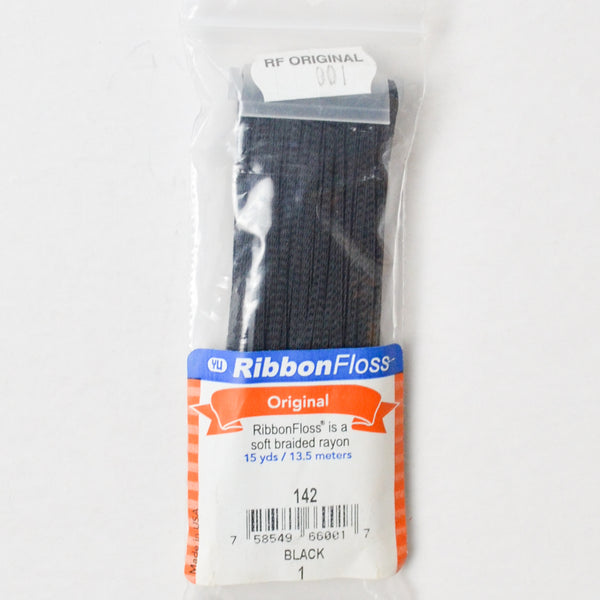 Black 001 YLI Ribbon Floss Original - 1 Spool