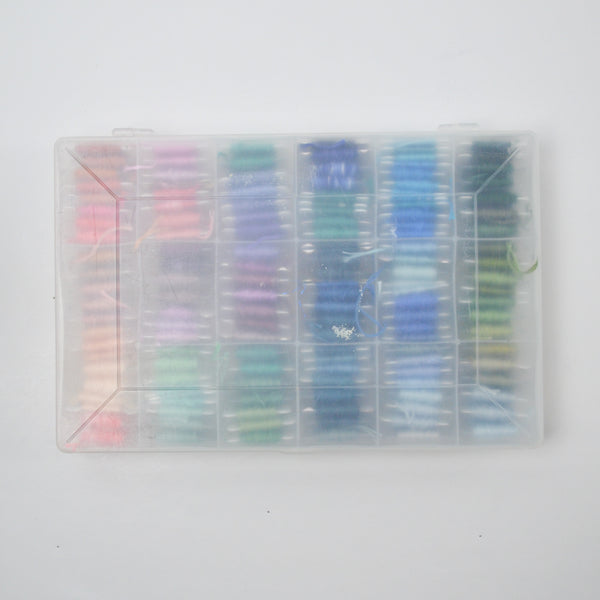 Green, Blue + Pink Embroidery Floss in Organizing Case