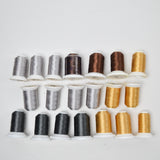 Robison-Anton Charcoal, Cloud, Penny + Brown Rayon Machine Embroidery Thread Bundle - 20 Spools