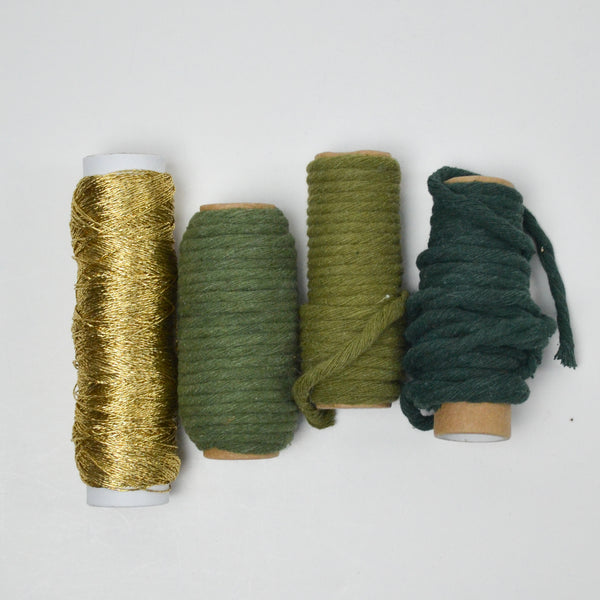 Assorted Green + Gold Cord Bundle - 4 Spools
