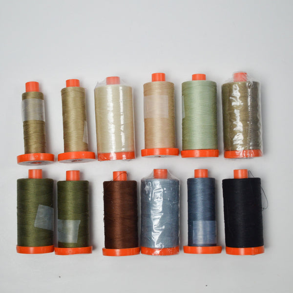 Earth Tones Aurifil Mako'ne Cotton Thread Bundle - 12 Spools