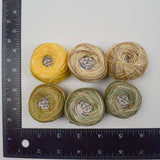 Green + Beige Variegated Valdani Pearl Cotton Thread - 6 Spools