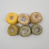 Green + Beige Variegated Valdani Pearl Cotton Thread - 6 Spools