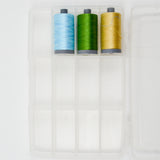 Green, Yellow + Blue Aurifil Mako'ne Thread in Carrying Case - 3 Spools