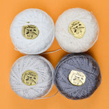 White + Gray Finca No. 8 Perle Cotton Thread - 4 Spools