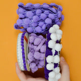 Purple + White Pom Pom Trim