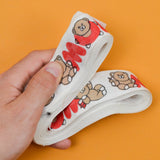 White, Brown + Red MOM Print Teddy Bear Ribbon