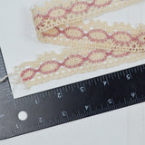 White + Pink Scallop Crochet Lace Trim