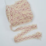 White + Pink Scallop Crochet Lace Trim