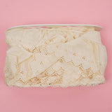 Off-White Embroidered Hearts Eyelet Lace Trim - 1 Spool