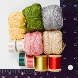 Yellow, Green, Pink + Cream Perle Cotton + Vintage Silk Thread Bundle
