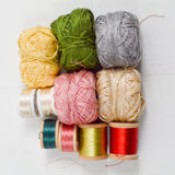 Yellow, Green, Pink + Cream Perle Cotton + Vintage Silk Thread Bundle