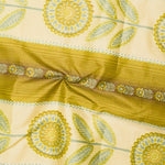 Golden Brown + Green Striped Floral Stiff Nylon Woven Fabric, 44" Wide - By the Yard Default Title