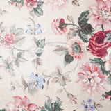 Beige + Rose Print Cotton Scotchgard-Coated Drapery Fabric, 56" Wide - By The Yard