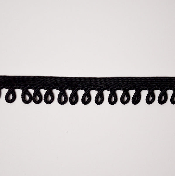 Black Loop Cord Edge Trim - By the Yard
