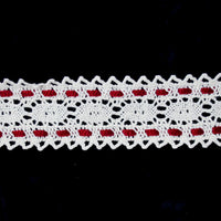 Red + White Polyester Vintage Lace Trim - By The Yard