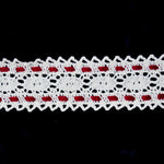 Red + White Polyester Vintage Lace Trim - By The Yard
