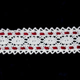 Red + White Polyester Vintage Lace Trim - By The Yard