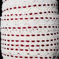 Red + White Polyester Vintage Lace Trim - By The Yard