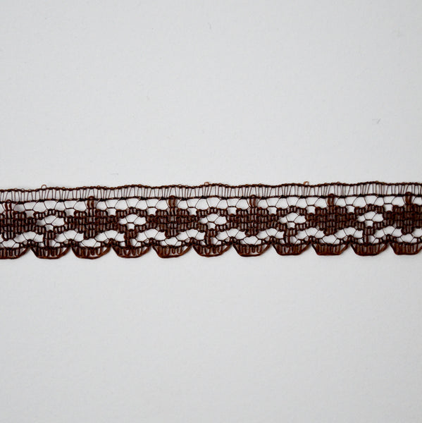 Brown Scalloped Lace Trim, 1/2" Wide - By the Yard