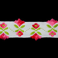 Floral + Loop Fringe Detail Jacquard Woven Cotton Trim - By The Yard