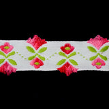 Floral + Loop Fringe Detail Jacquard Woven Cotton Trim - By The Yard