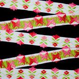 Floral + Loop Fringe Detail Jacquard Woven Cotton Trim - By The Yard