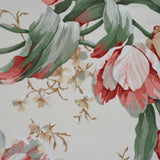 Beige, Pink + Green Waverly Garden Lane Floral Print Cotton Drapery + Upholstery Fabric, 56" Wide - By the Yard