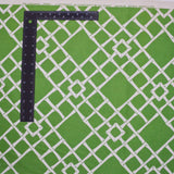 Green + White Bamboo Grid Print Woven Stain Resistant-Coated Woven Drapery + Upholstery Fabric, 54" Wide - By the Yard