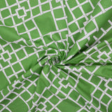 Green + White Bamboo Grid Print Woven Stain Resistant-Coated Woven Drapery + Upholstery Fabric, 54" Wide - By the Yard