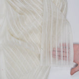 Off-White Open Weave Stripe Drapery Fabric, 45" Wide - By the Yard