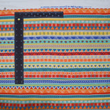 Blue, Orange, Yellow + White Geometric Stripe Print Polyester Outdoor Fabric, 54" Wide - By the Yard