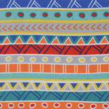 Blue, Orange, Yellow + White Geometric Stripe Print Polyester Outdoor Fabric, 54" Wide - By the Yard