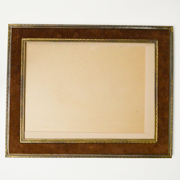 Gold Tone + Faux Suede Frame - No glass