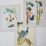 Wheat Stalk on Silk Collages - Set of 3