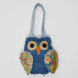 Stuffed Denim Owl Wall Hanging