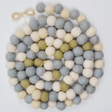 Gray, White + Green Felt Ball Garland