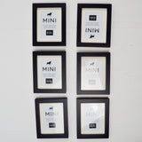 Black Frames with White Mats, 3" x 4" Matted to 2" x 3" - Set of 6